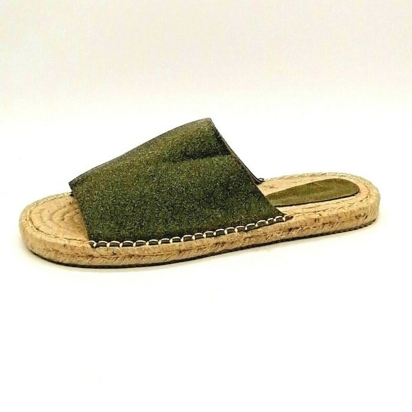 Womens Wide Strap Espadrille Slide‎ Sandals Army Green EUR 43 NEW - Picture 1 of 8